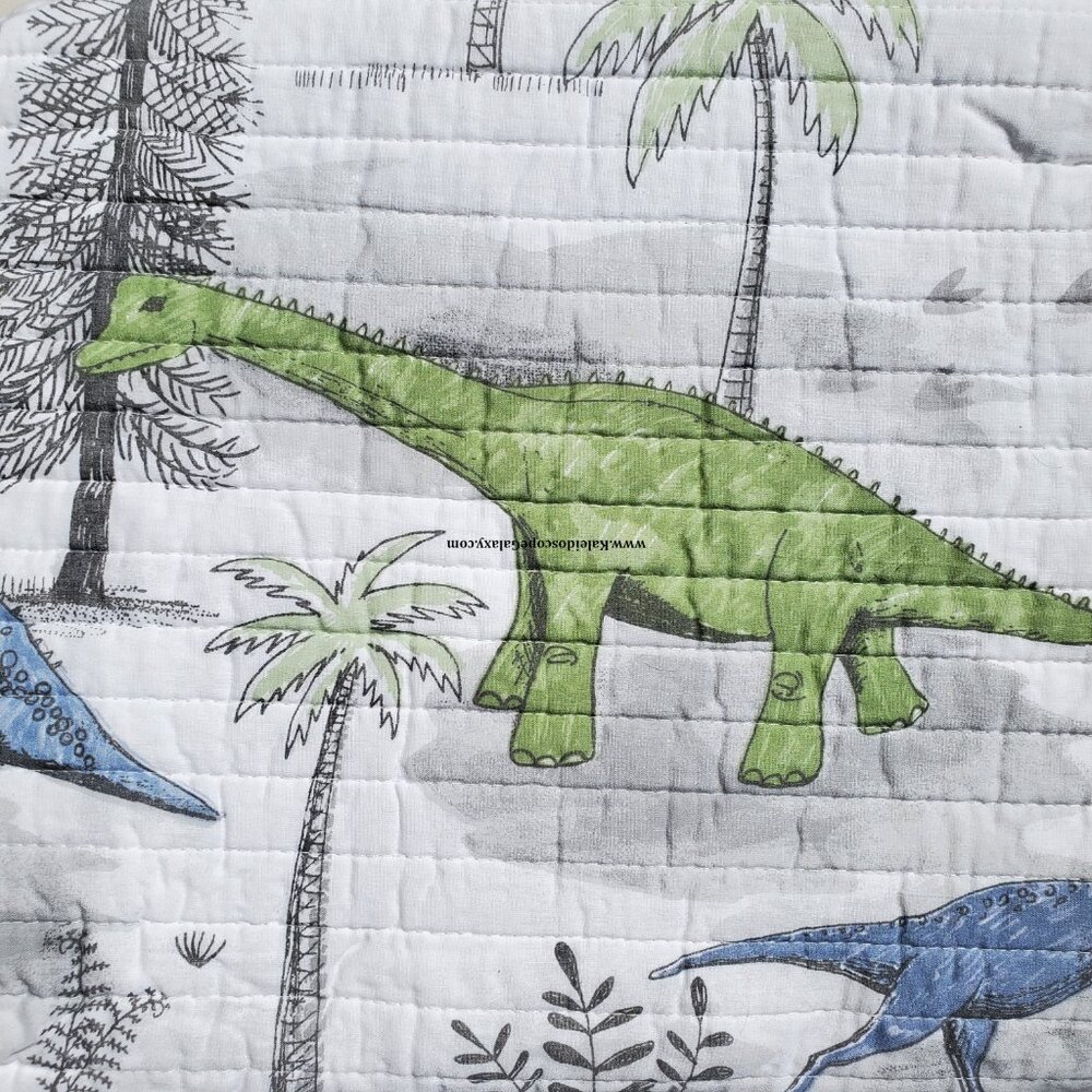 7 Piece Dinosaur Full Size Quilt ~ Sheets ~ Shams ~ Gray Blue Green ~ Dinosaurs - Picture 3 of 7
